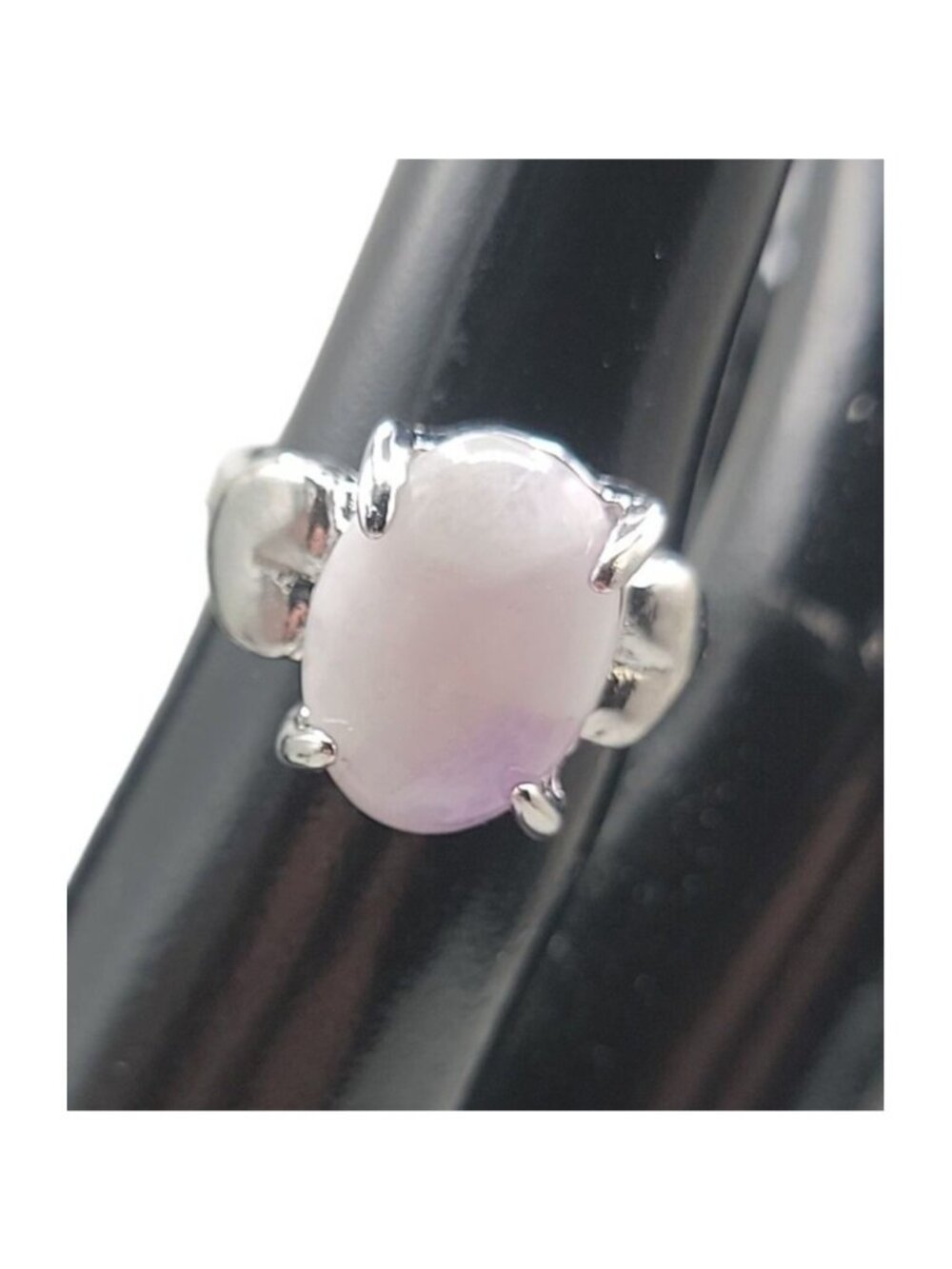 Purple Moonstone Ring Silver Plated Ladies Size 5.5 Heart Side Accents Vintage - Picture 1 of 16